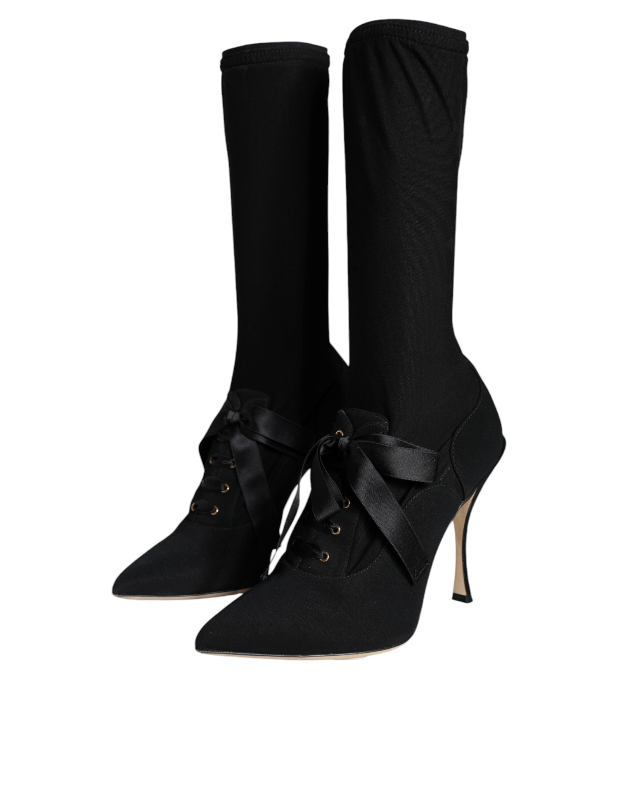 Dolce & Gabbana Black Stiletto Heels Mid Calf Boots Shoes -   -  Dolce & Gabbana. Dolce & Gabbana Black Stiletto Heels Mid Calf Boots Shoes -   -  Dolce & Gabbana.