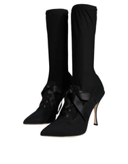 Dolce & Gabbana Black Stiletto Heels Mid Calf Boots Shoes -   -  Dolce & Gabbana.