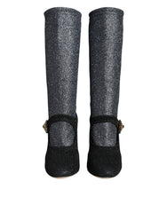 Dolce & Gabbana Black Crystal Mary Janes Booties Shoes -   -  Dolce & Gabbana.