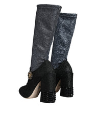 Dolce & Gabbana Black Crystal Mary Janes Booties Shoes -   -  Dolce & Gabbana.