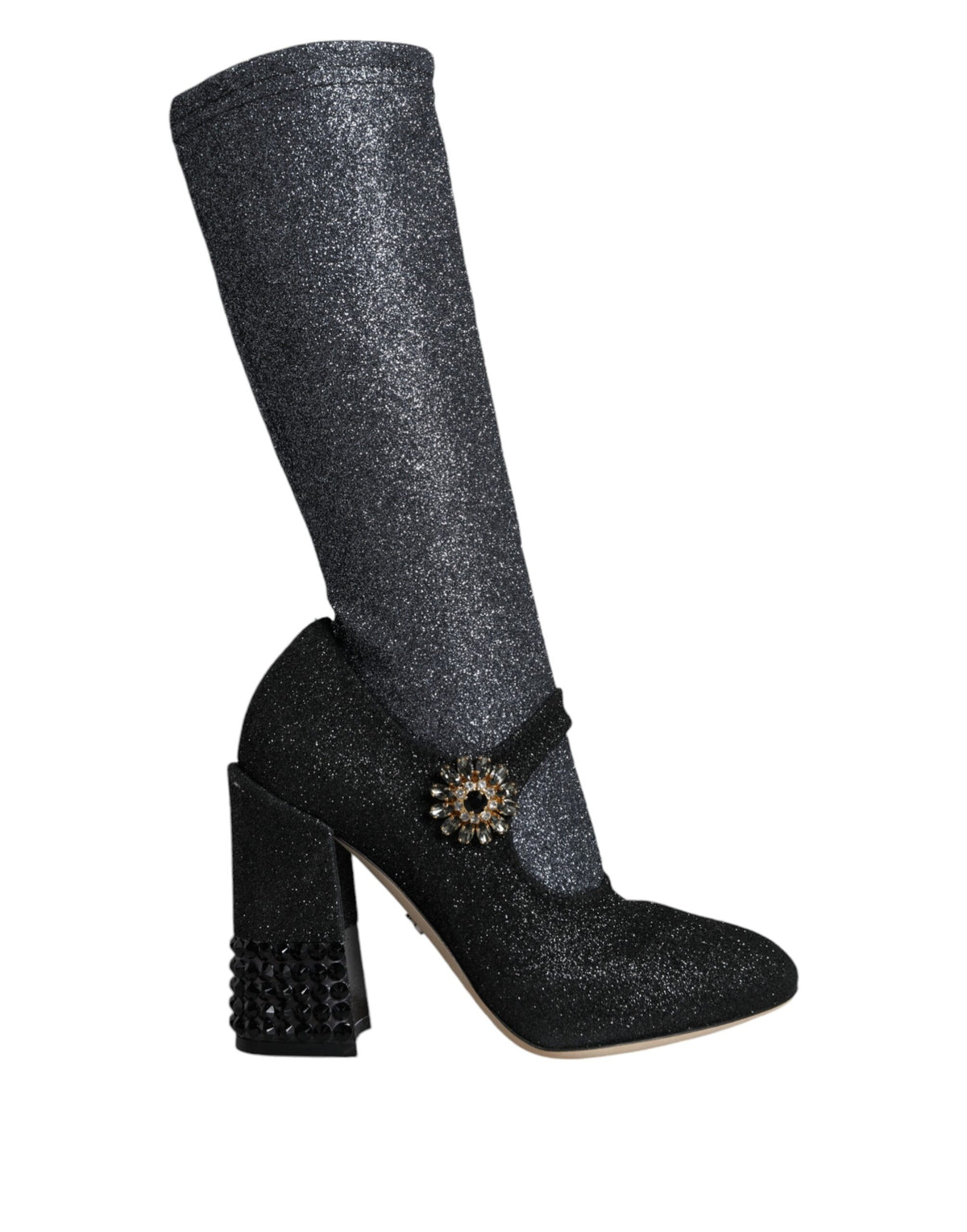 Dolce & Gabbana Black Crystal Mary Janes Booties Shoes -   -  Dolce & Gabbana.
