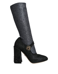 Dolce & Gabbana Black Crystal Mary Janes Booties Shoes -   -  Dolce & Gabbana.