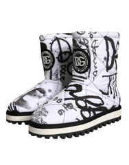 Dolce & Gabbana White Padded Logo Print Mid Calf Boots Shoes -   -  Dolce & Gabbana.