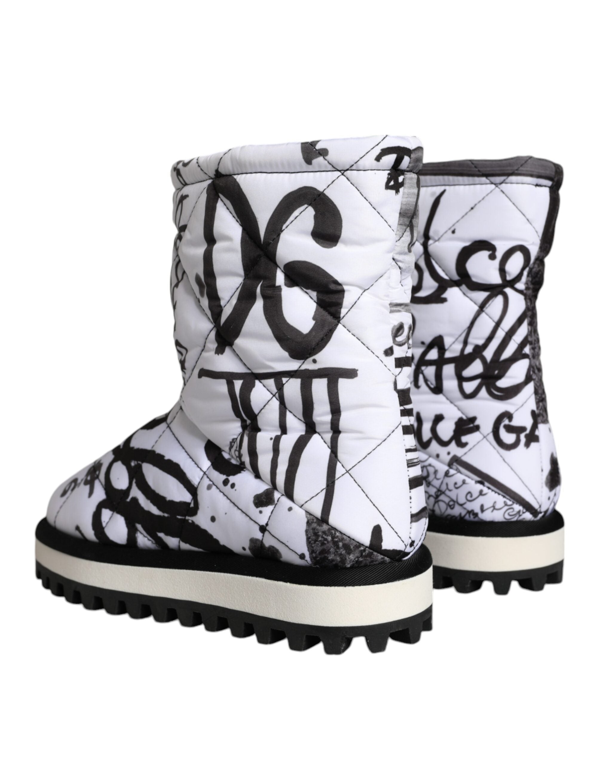 Dolce & Gabbana White Padded Logo Print Mid Calf Boots Shoes -   -  Dolce & Gabbana. Dolce & Gabbana White Padded Logo Print Mid Calf Boots Shoes -   -  Dolce & Gabbana.
