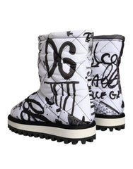 Dolce & Gabbana White Padded Logo Print Mid Calf Boots Shoes -   -  Dolce & Gabbana.