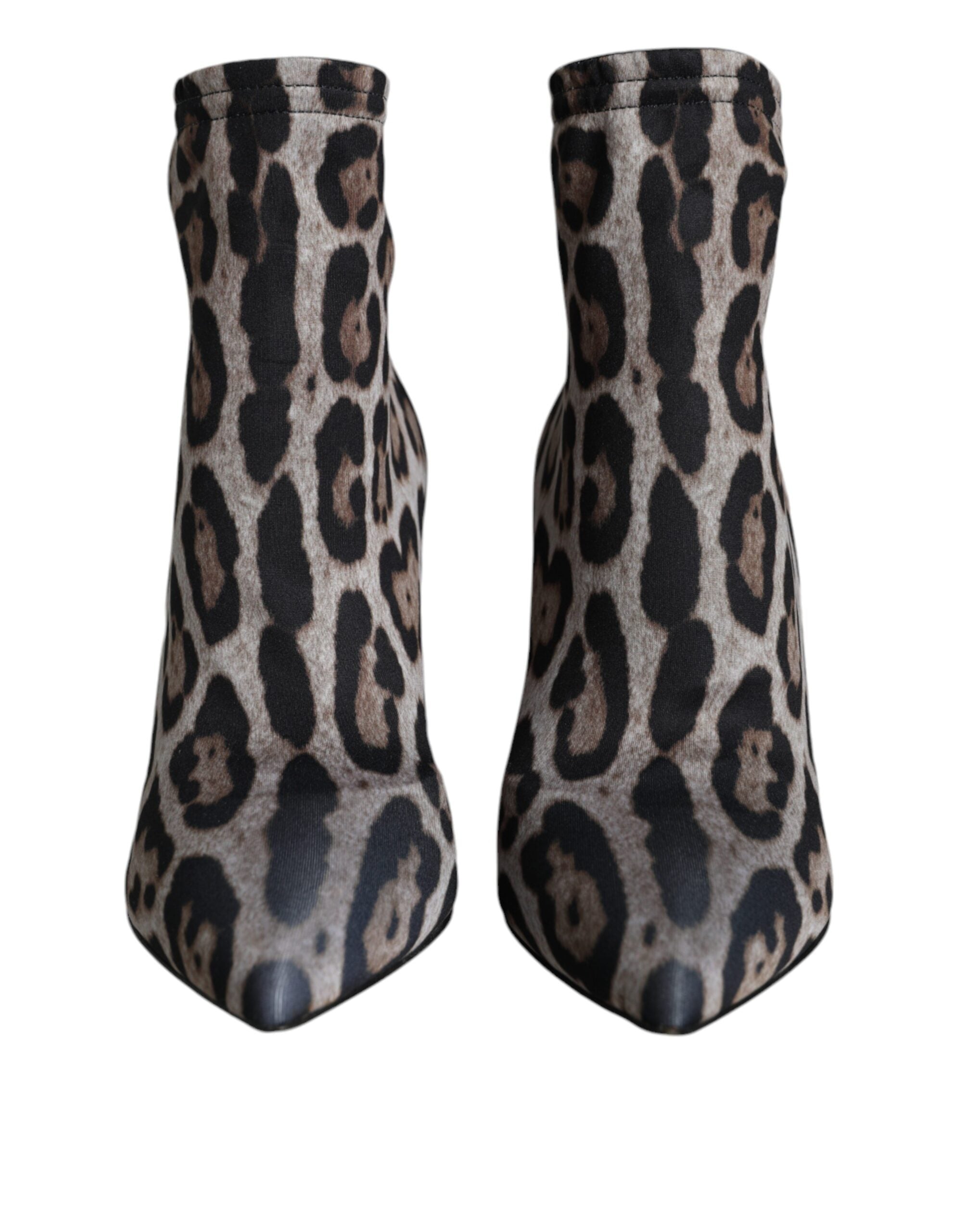 Dolce & Gabbana Gray Leopard Stretch Heels Ankle Boots Shoes -   -  Dolce & Gabbana. Dolce & Gabbana Gray Leopard Stretch Heels Ankle Boots Shoes -   -  Dolce & Gabbana.