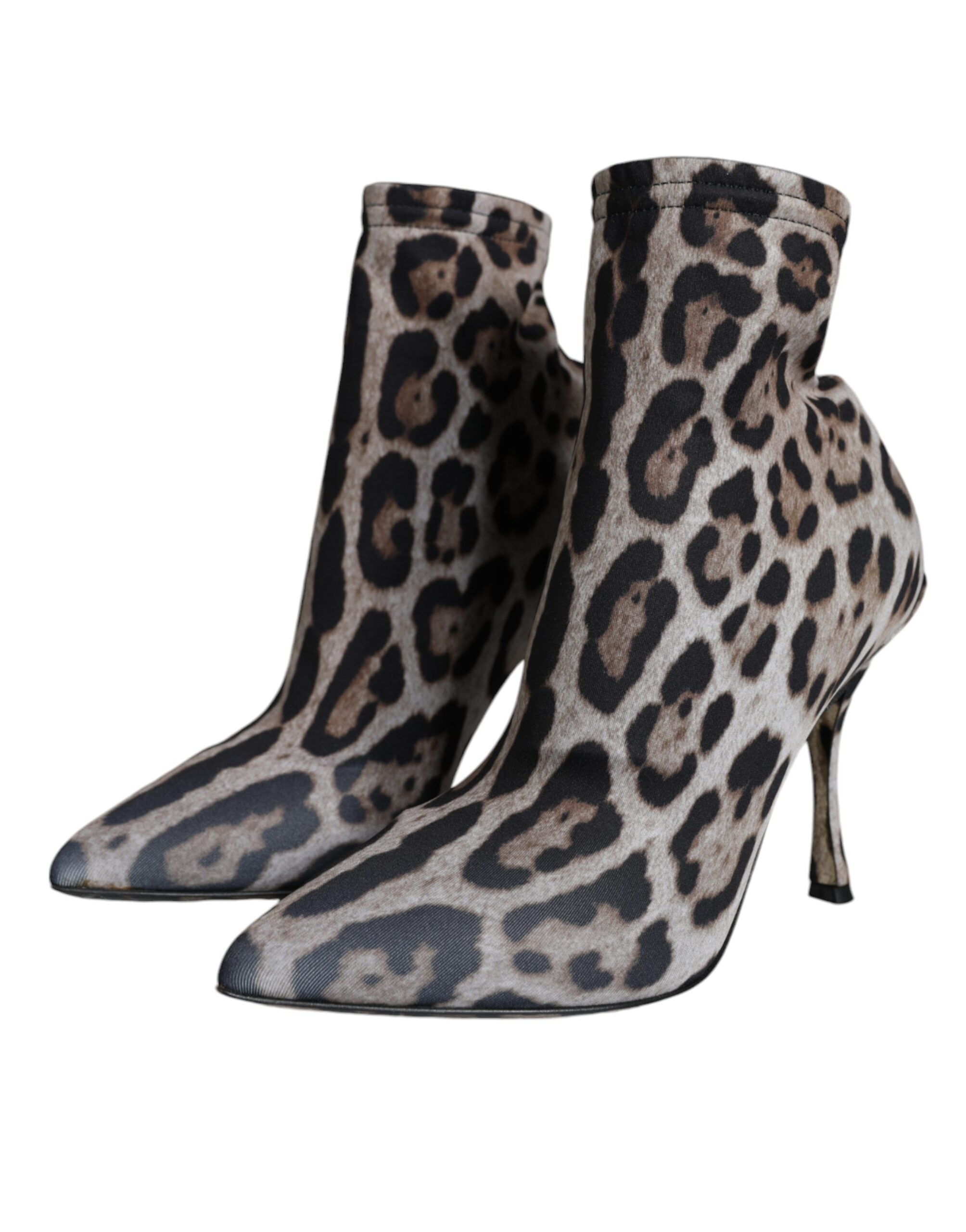 Dolce & Gabbana Gray Leopard Stretch Heels Ankle Boots Shoes -   -  Dolce & Gabbana. Dolce & Gabbana Gray Leopard Stretch Heels Ankle Boots Shoes -   -  Dolce & Gabbana.