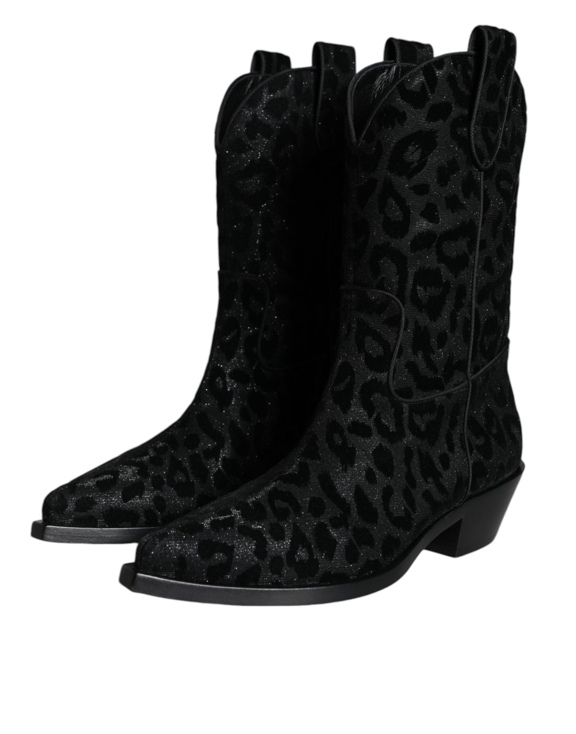 Dolce & Gabbana Black Gray Leopard Cowboy Boots Shoes -   -  Dolce & Gabbana. Dolce & Gabbana Black Gray Leopard Cowboy Boots Shoes -   -  Dolce & Gabbana.
