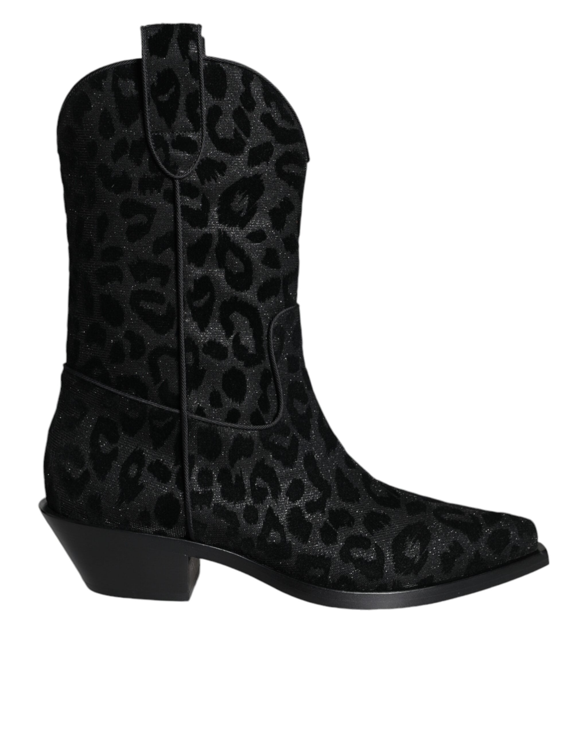 Dolce & Gabbana Black Gray Leopard Cowboy Boots Shoes -   -  Dolce & Gabbana.