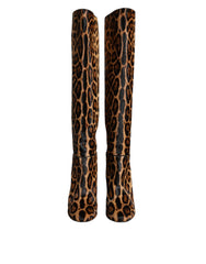 Dolce & Gabbana Beige Black Leopard Knee High Boots Shoes -   -  Dolce & Gabbana.