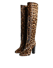 Dolce & Gabbana Beige Black Leopard Knee High Boots Shoes -   -  Dolce & Gabbana.
