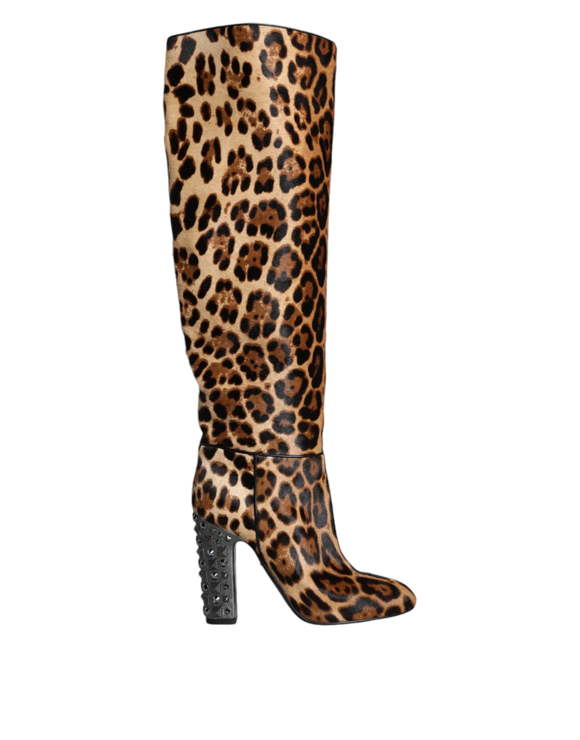 Dolce & Gabbana Beige Black Leopard Knee High Boots Shoes -   -  Dolce & Gabbana.
