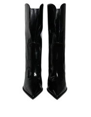Dolce & Gabbana Black Patent Leather Mid Calf Boots Shoes -   -  Dolce & Gabbana.