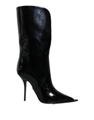 Dolce & Gabbana Black Patent Leather Mid Calf Boots Shoes -   -  Dolce & Gabbana.