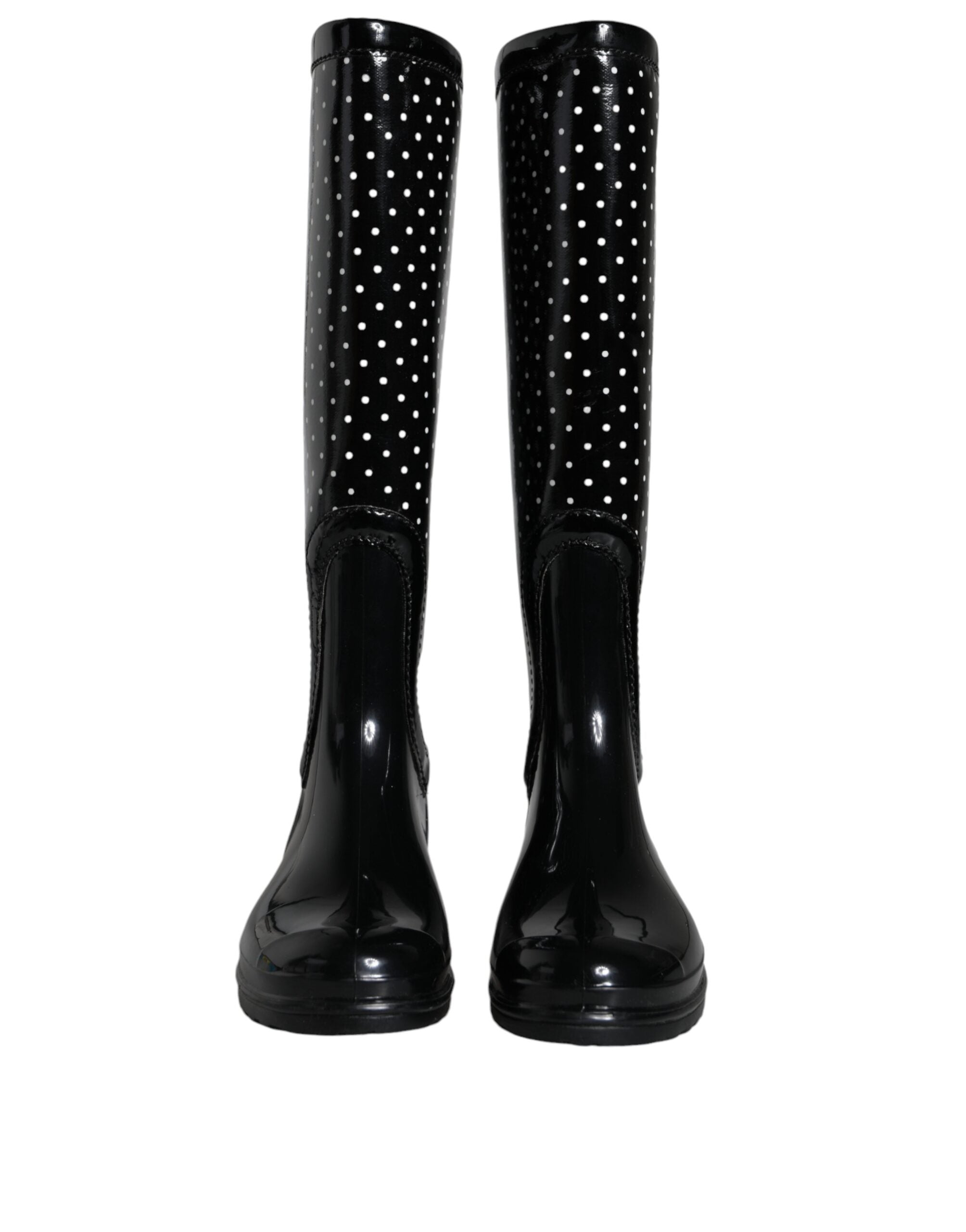 Dolce & Gabbana Black Polka Dot Rubber Knee High Boots Shoes -   -  Dolce & Gabbana. Dolce & Gabbana Black Polka Dot Rubber Knee High Boots Shoes -   -  Dolce & Gabbana.