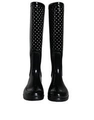 Dolce & Gabbana Black Polka Dot Rubber Knee High Boots Shoes -   -  Dolce & Gabbana.
