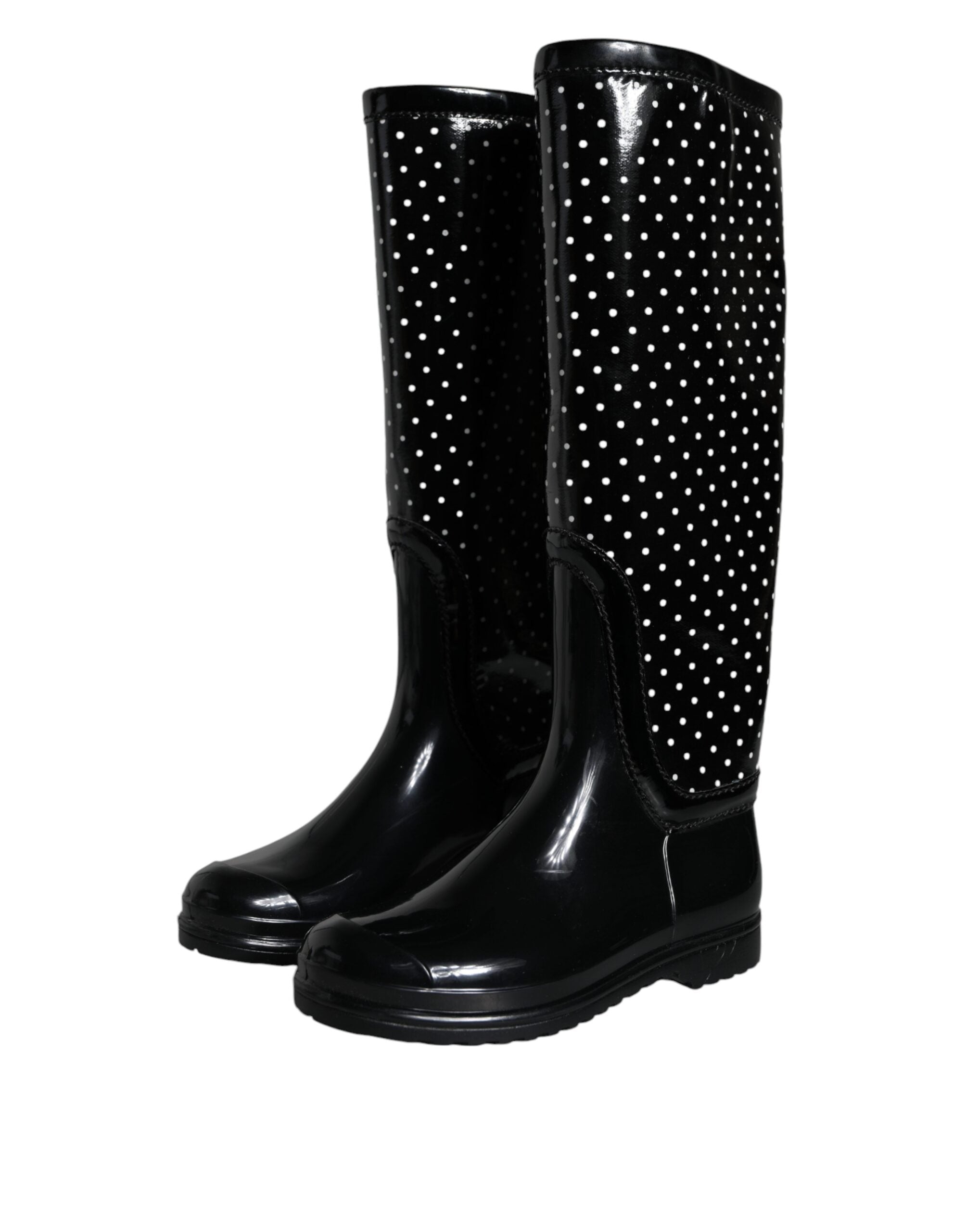 Dolce & Gabbana Black Polka Dot Rubber Knee High Boots Shoes -   -  Dolce & Gabbana. Dolce & Gabbana Black Polka Dot Rubber Knee High Boots Shoes -   -  Dolce & Gabbana.