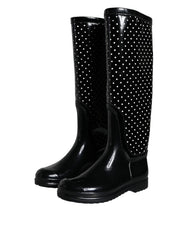 Dolce & Gabbana Black Polka Dot Rubber Knee High Boots Shoes -   -  Dolce & Gabbana.