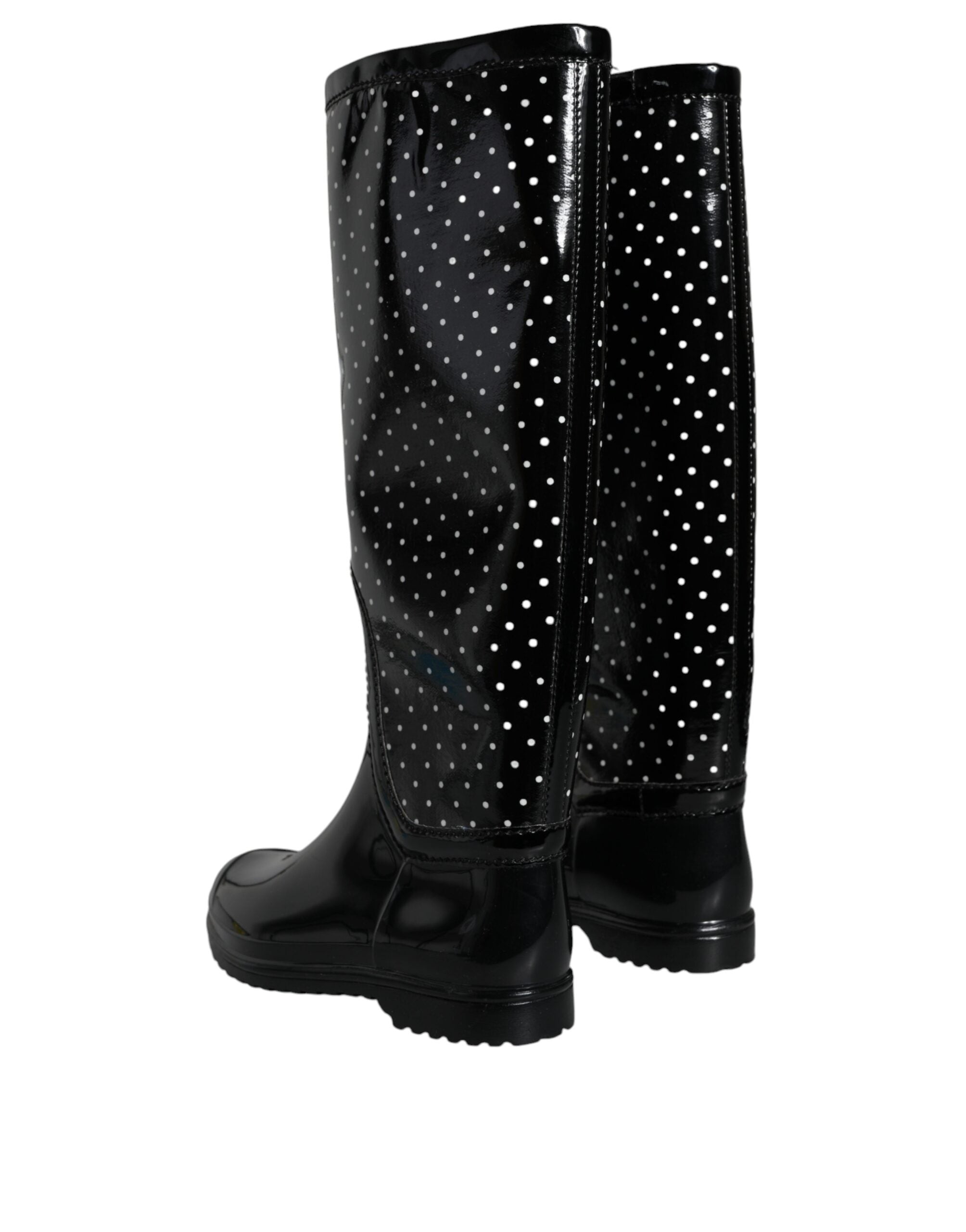 Dolce & Gabbana Black Polka Dot Rubber Knee High Boots Shoes -   -  Dolce & Gabbana. Dolce & Gabbana Black Polka Dot Rubber Knee High Boots Shoes -   -  Dolce & Gabbana.