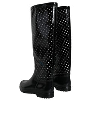 Dolce & Gabbana Black Polka Dot Rubber Knee High Boots Shoes -   -  Dolce & Gabbana.