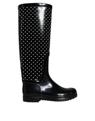 Dolce & Gabbana Black Polka Dot Rubber Knee High Boots Shoes -   -  Dolce & Gabbana.