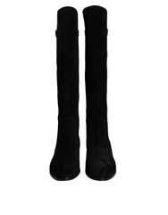 Dolce & Gabbana Black Suede Leather Knee High Boots Shoes -   -  Dolce & Gabbana.