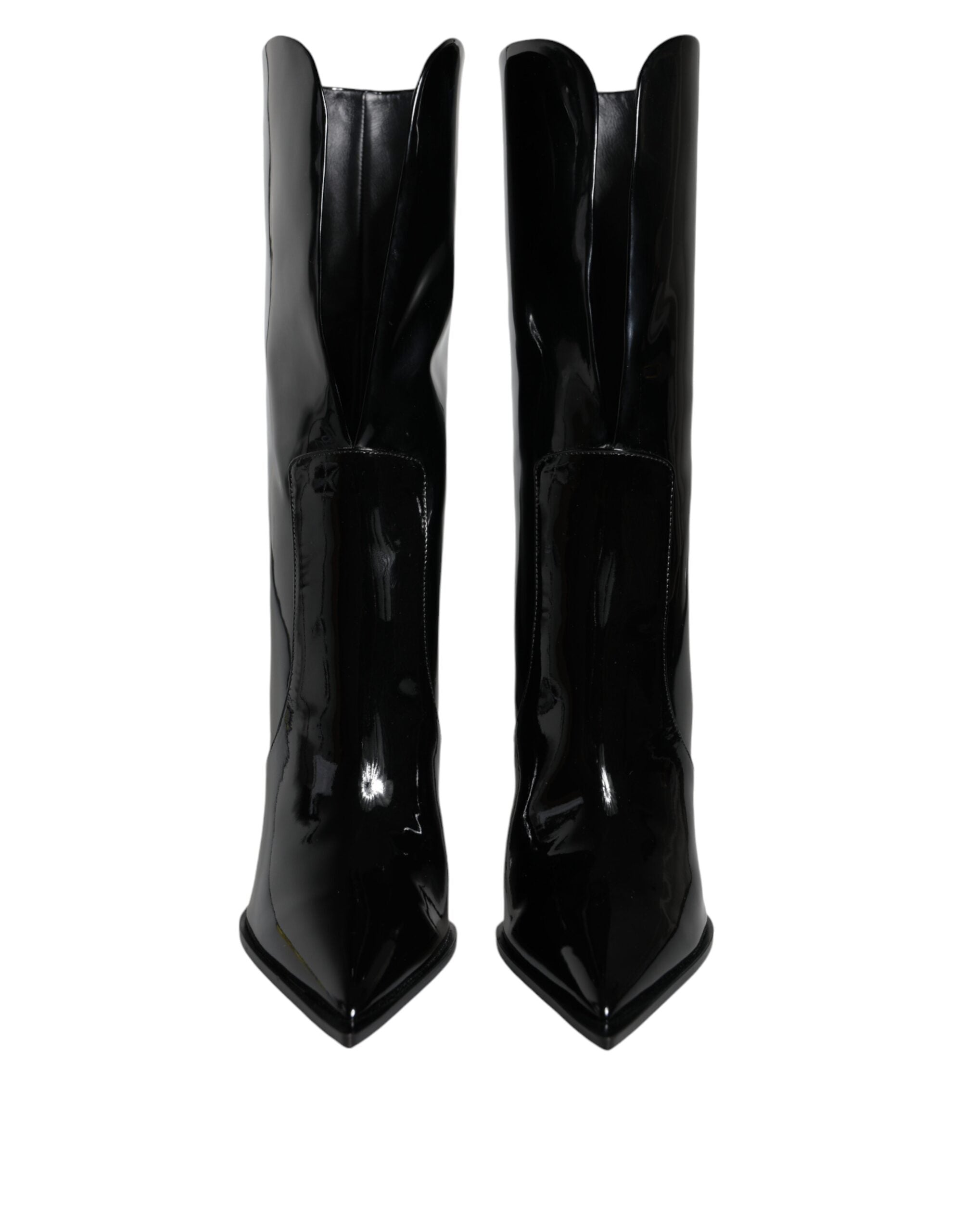 Dolce & Gabbana Black Patent Leather Mid Calf Boots Shoes -   -  Dolce & Gabbana. Dolce & Gabbana Black Patent Leather Mid Calf Boots Shoes -   -  Dolce & Gabbana.