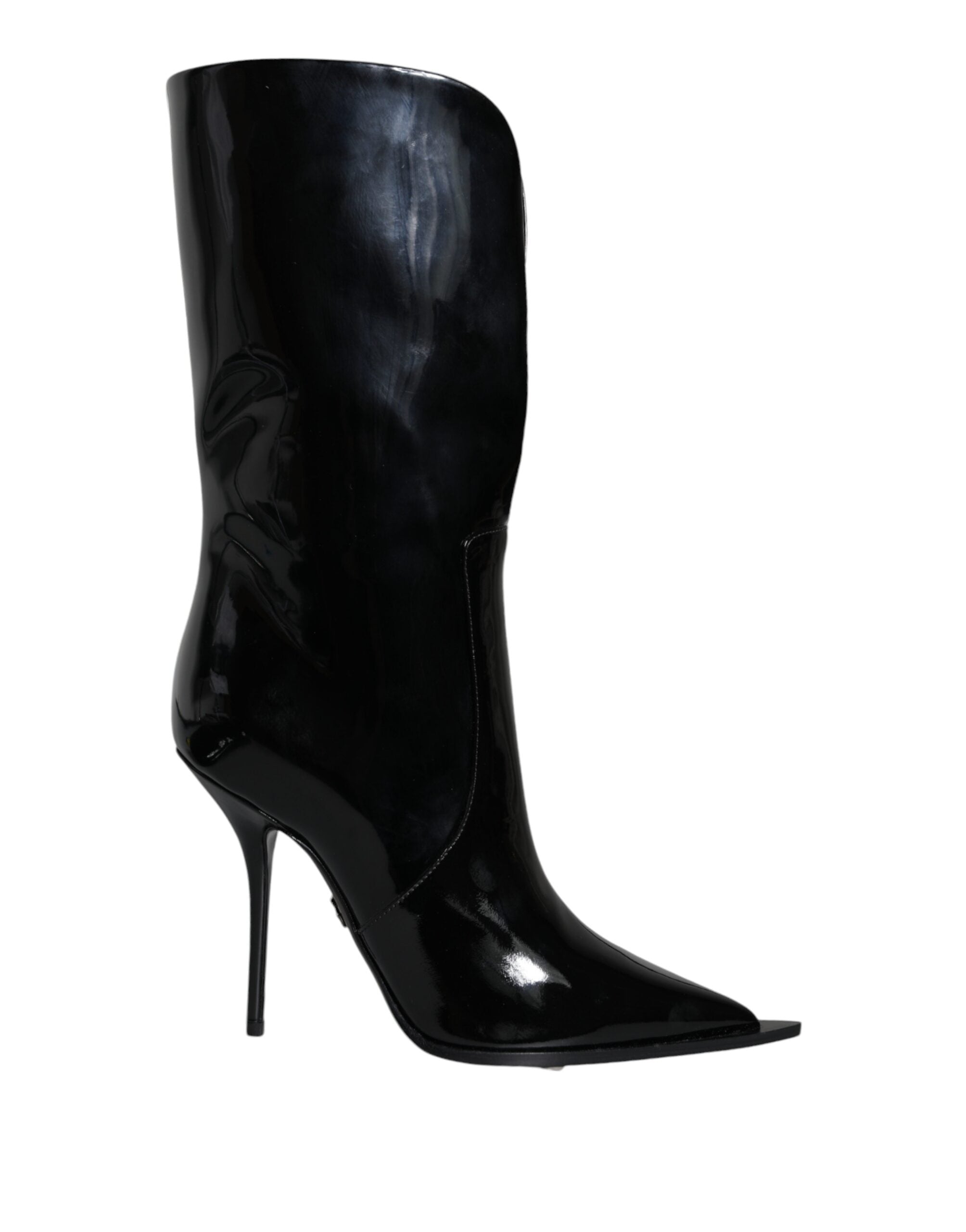 Dolce & Gabbana Black Patent Leather Mid Calf Boots Shoes -   -  Dolce & Gabbana.