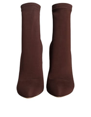 Dolce & Gabbana Brown Stiletto Heels Socks Ankle Boots Shoes -   -  Dolce & Gabbana.