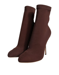 Dolce & Gabbana Brown Stiletto Heels Socks Ankle Boots Shoes -   -  Dolce & Gabbana.