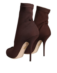 Dolce & Gabbana Brown Stiletto Heels Socks Ankle Boots Shoes -   -  Dolce & Gabbana.