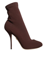 Dolce & Gabbana Brown Stiletto Heels Socks Ankle Boots Shoes -   -  Dolce & Gabbana.