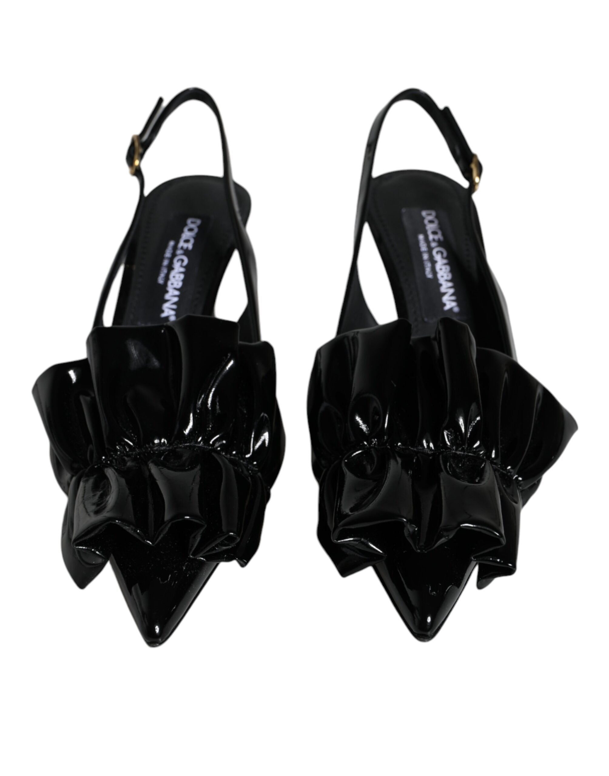 Dolce & Gabbana Black Patent Leather Heels Slingback Shoes -   -  Dolce & Gabbana. Dolce & Gabbana Black Patent Leather Heels Slingback Shoes -   -  Dolce & Gabbana.