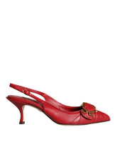 Dolce & Gabbana Red Devotion Leather Heels Slingback Shoes -   -  Dolce & Gabbana.