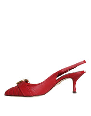 Dolce & Gabbana Red Devotion Leather Heels Slingback Shoes -   -  Dolce & Gabbana.
