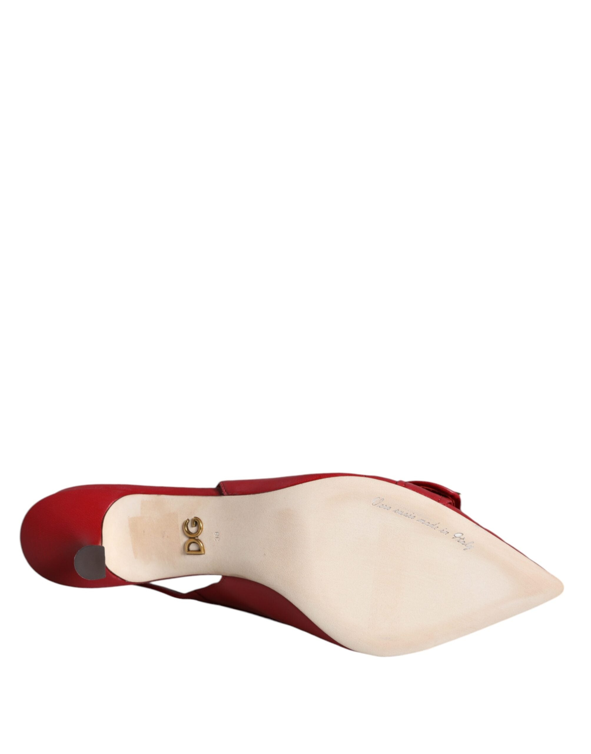 Dolce & Gabbana Red Devotion Leather Heels Slingback Shoes -   -  Dolce & Gabbana. Dolce & Gabbana Red Devotion Leather Heels Slingback Shoes -   -  Dolce & Gabbana.