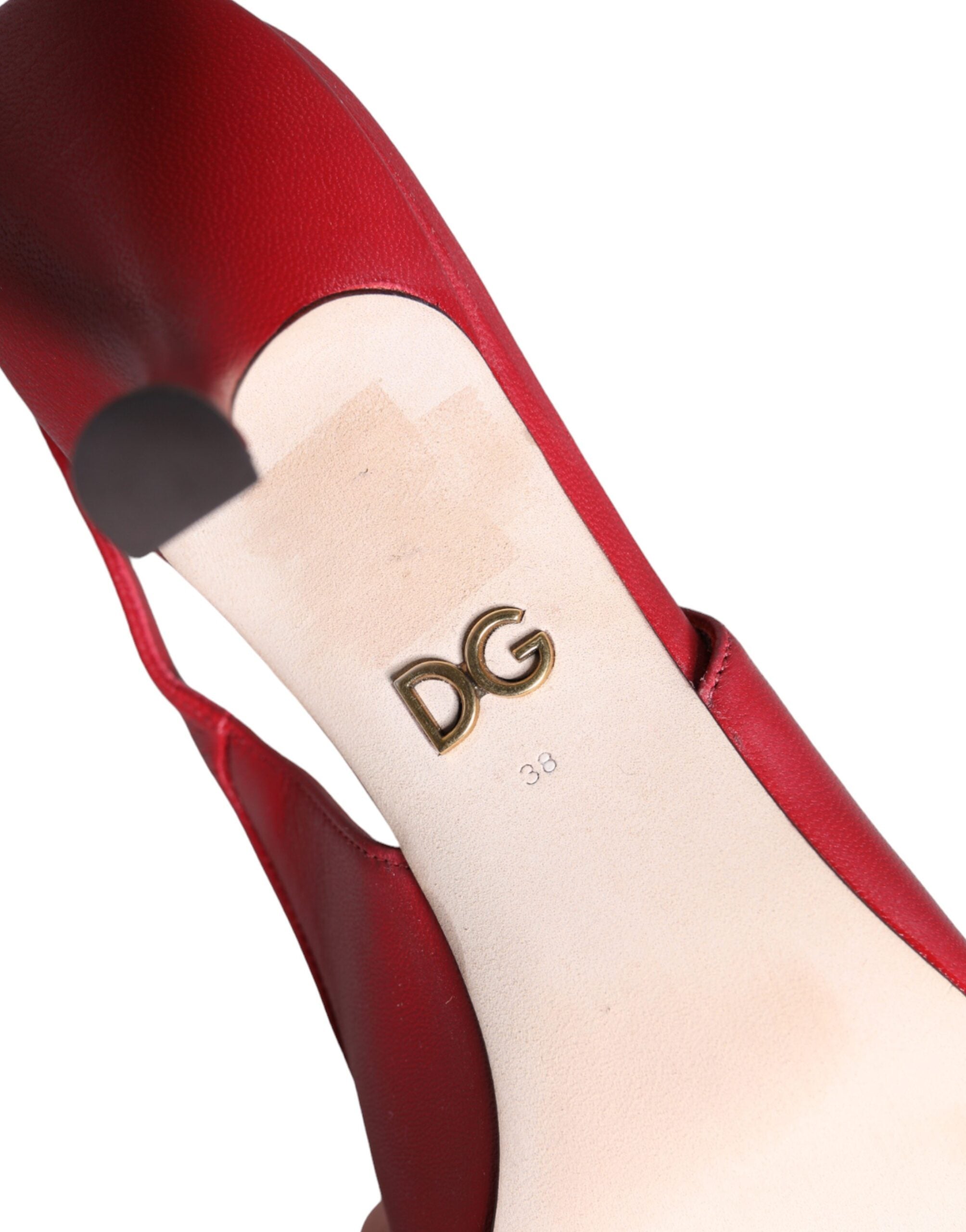 Dolce & Gabbana Red Devotion Leather Heels Slingback Shoes -   -  Dolce & Gabbana. Dolce & Gabbana Red Devotion Leather Heels Slingback Shoes -   -  Dolce & Gabbana.