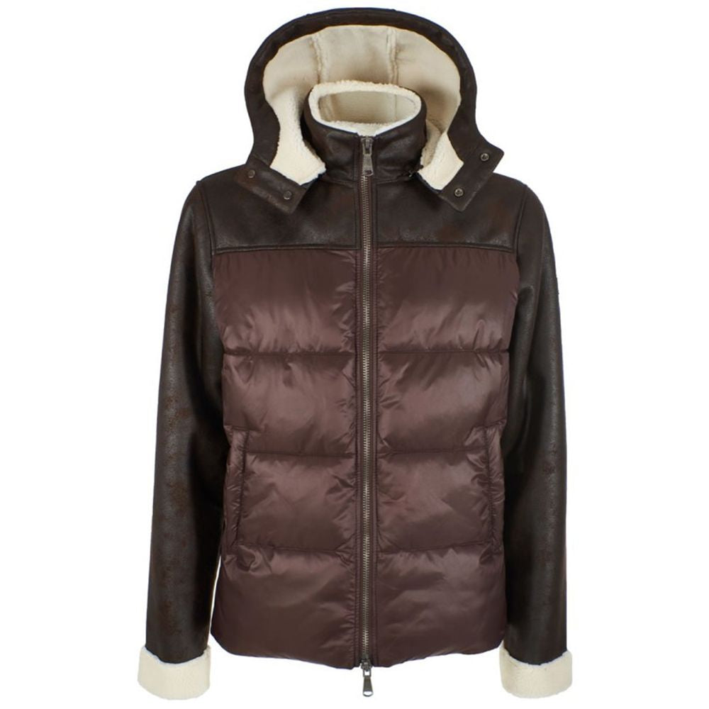 Yes Zee Brown Nylon Men's Quilted Jacket -   -  Yes Zee.