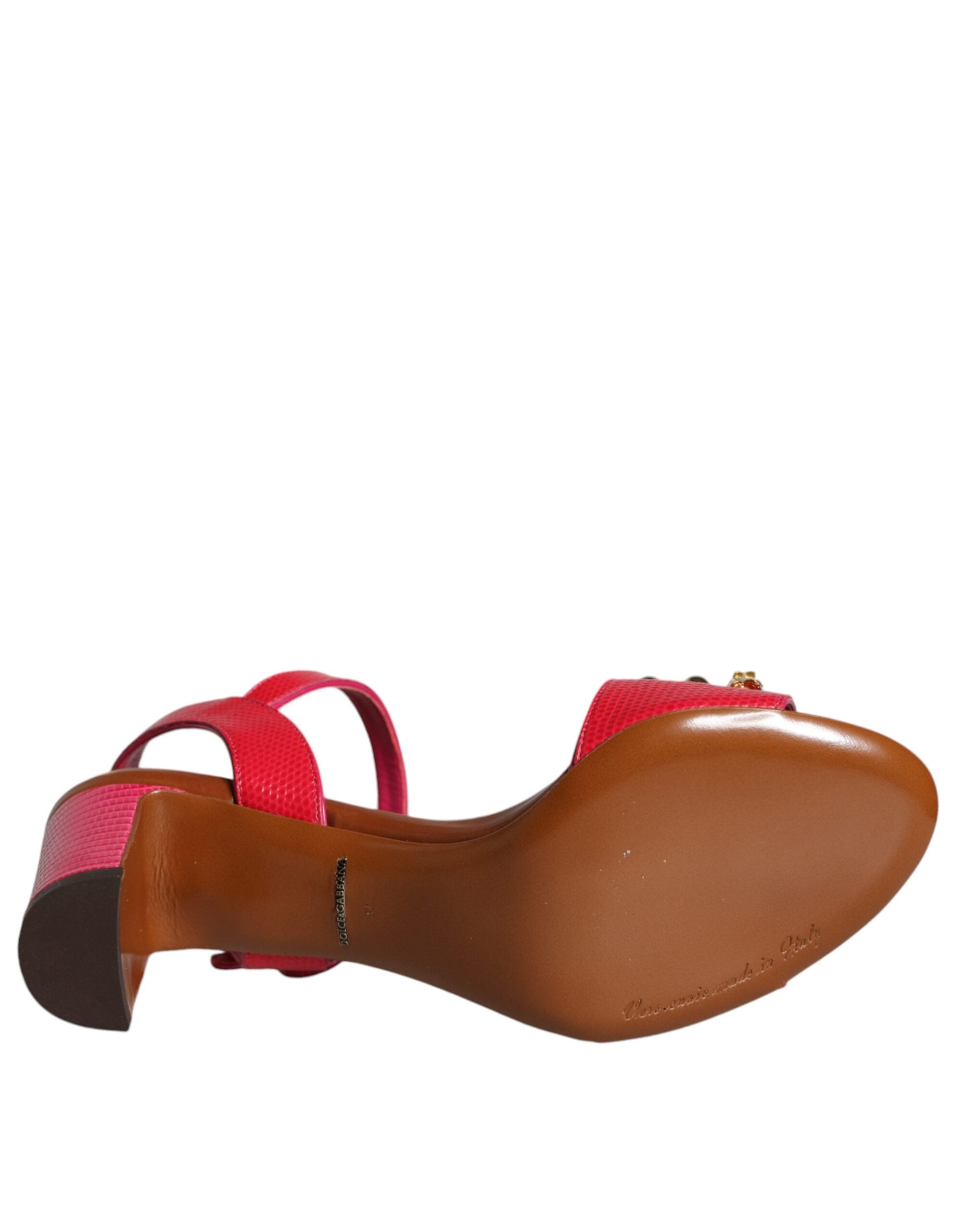 Dolce & Gabbana Fuchsia Leather Embellished Keira Sandals Shoes -   -  Dolce & Gabbana. Dolce & Gabbana Fuchsia Leather Embellished Keira Sandals Shoes -   -  Dolce & Gabbana.