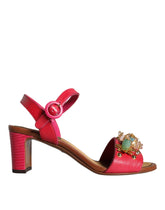 Dolce & Gabbana Fuchsia Leather Embellished Keira Sandals Shoes -   -  Dolce & Gabbana.