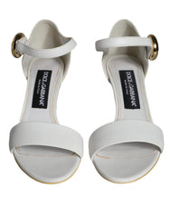 Dolce & Gabbana White Leather Heels Keira Sandals Shoes -   -  Dolce & Gabbana.