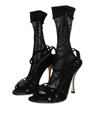 Dolce & Gabbana Black Mesh Stiletto Heels Sandals Shoes -   -  Dolce & Gabbana.