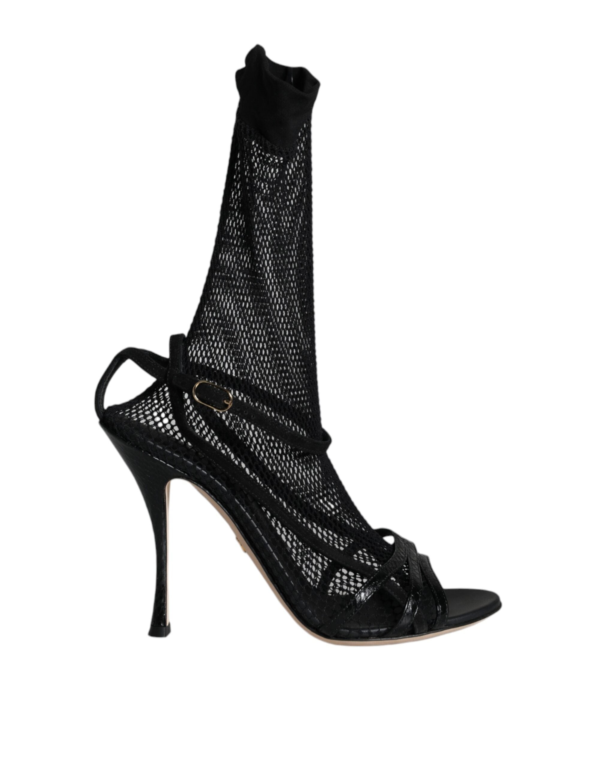 Dolce & Gabbana Black Mesh Stiletto Heels Sandals Shoes -   -  Dolce & Gabbana.