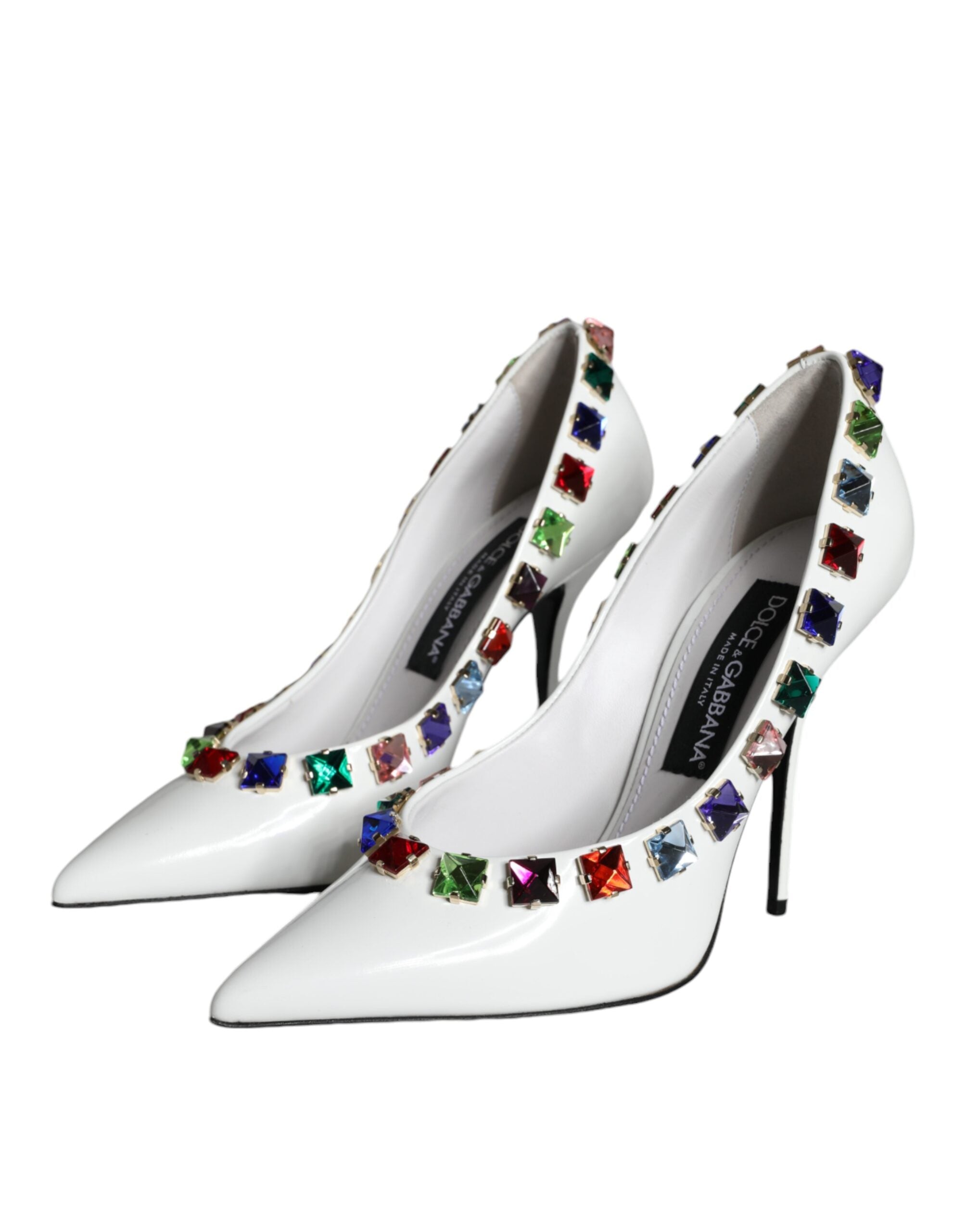 Dolce & Gabbana White Crystals Leather High Heels Pumps Shoes -   -  Dolce & Gabbana. Dolce & Gabbana White Crystals Leather High Heels Pumps Shoes -   -  Dolce & Gabbana.
