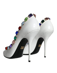 Dolce & Gabbana White Crystals Leather High Heels Pumps Shoes -   -  Dolce & Gabbana.