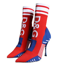 Dolce & Gabbana Red Blue Stretch Sock Style Ankle Boots Logo Shoes -   -  Dolce & Gabbana.