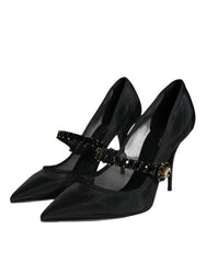 Dolce & Gabbana Black Mesh Mary Jane Crystal Heel Pumps Shoes -   -  Dolce & Gabbana.
