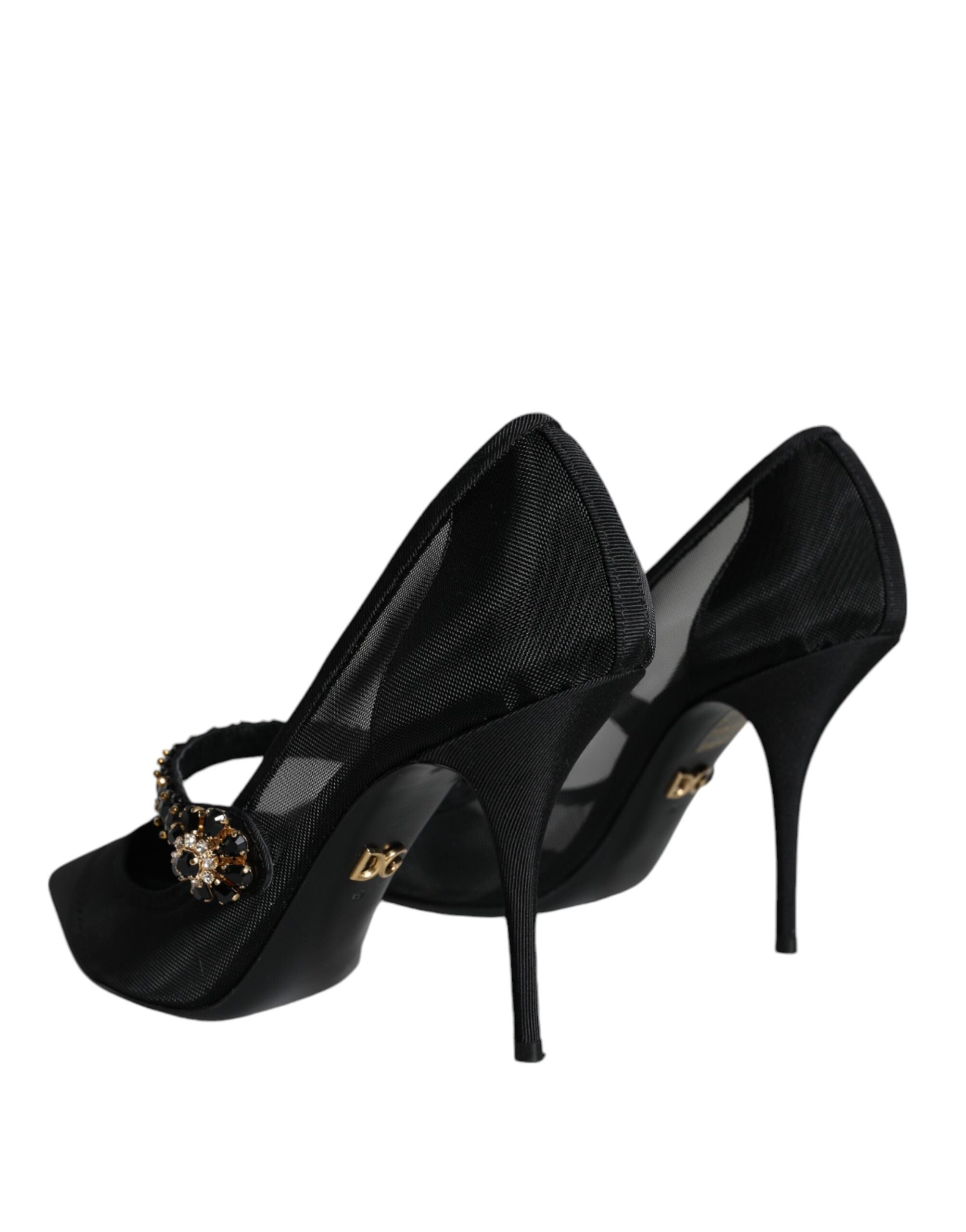 Dolce & Gabbana Black Mesh Mary Jane Crystal Heel Pumps Shoes -   -  Dolce & Gabbana. Dolce & Gabbana Black Mesh Mary Jane Crystal Heel Pumps Shoes -   -  Dolce & Gabbana.