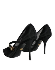 Dolce & Gabbana Black Mesh Mary Jane Crystal Heel Pumps Shoes -   -  Dolce & Gabbana.