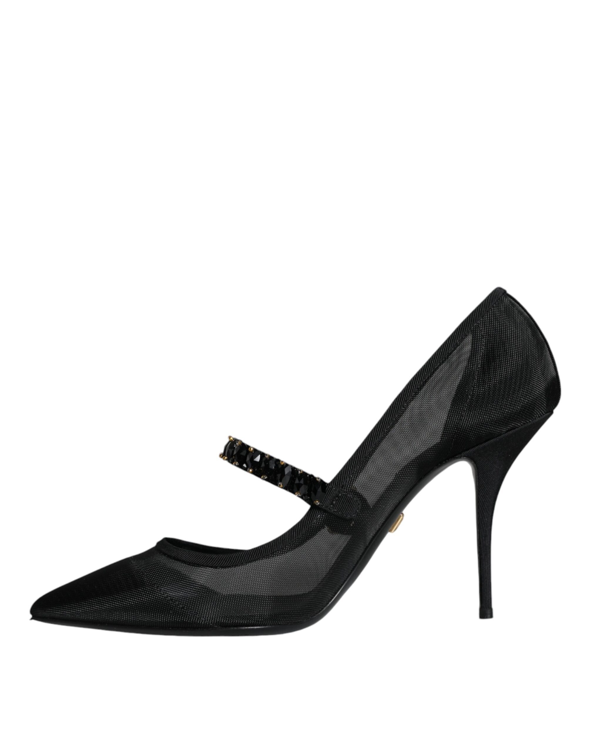 Dolce & Gabbana Black Mesh Mary Jane Crystal Heel Pumps Shoes -   -  Dolce & Gabbana. Dolce & Gabbana Black Mesh Mary Jane Crystal Heel Pumps Shoes -   -  Dolce & Gabbana.
